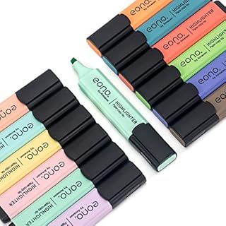 Amazon Brand - Eono Highlighters, Pastel Colors Chisel Tip Marker Pen, Assorted Colors, Water Based, Quick Dry (6 Macaron and 6 Morandi Colors)