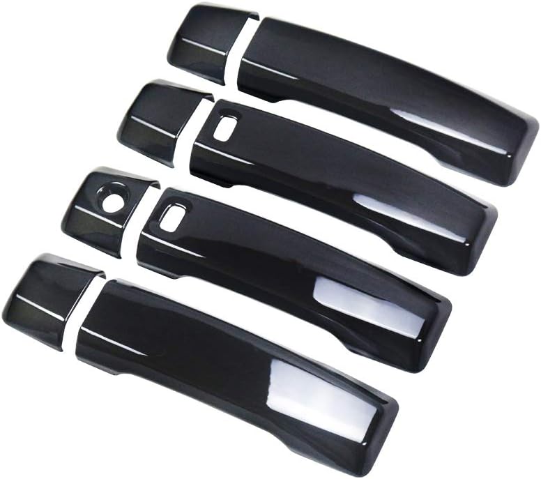 YOUNGERCAR Door Handle Cover for 2016-2022 2023 2024 Nissan Titan Gloss Black Handle Covers ABS Painted W/2 Smart Keyholes