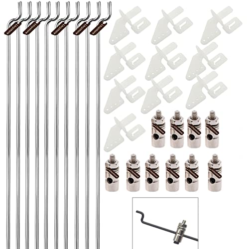 Ltvystore 10Pcs 1.5 x 450mm Z Push Rods Parts & 10Pcs Adjustable Pushrod Connector Linkage Stopper...