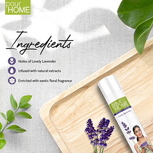 Image of POUR HOME Sacred Sandal & Lovely Lavender Room Air Freshener Spray - 220ML Each (Pack of 2)| Long-Lasting Fragrance - Reduces Odours - Suitable for Home & Office