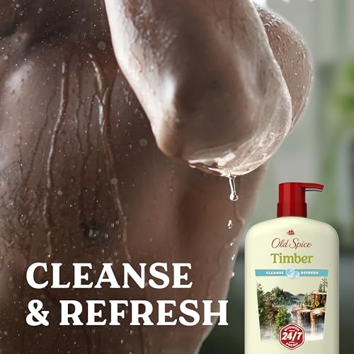 Image of Old Spice Cleansing Body Wash for Men, 24 /7 Shower Fresh with Lasting Scent, Cleanse & Refresh, Gentle on Skin, Vitamin B3, Timber with Sandalwood + Cypress Scent, 30 oz (Pack of 4)