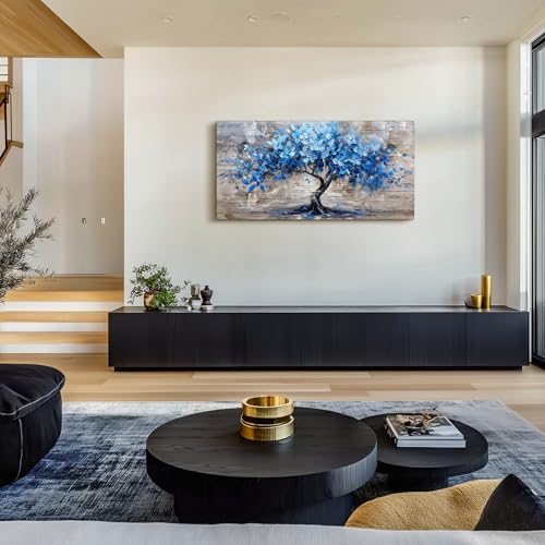 SERIMINO Tree of Life Large Wall Art Prints, Blue Tree Abstract Canvas Art Wall Decor, Nature Plant Artwork for Walls, Modern Aesthetic House Decorations Living Room Bedroom Home Office 20"X40"