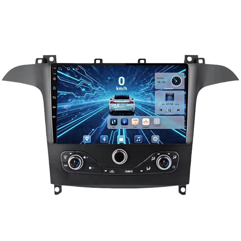 Autoradio Android 16 performant avec processeur 8 cœurs et connexion WiFi pour Ford Galaxy
