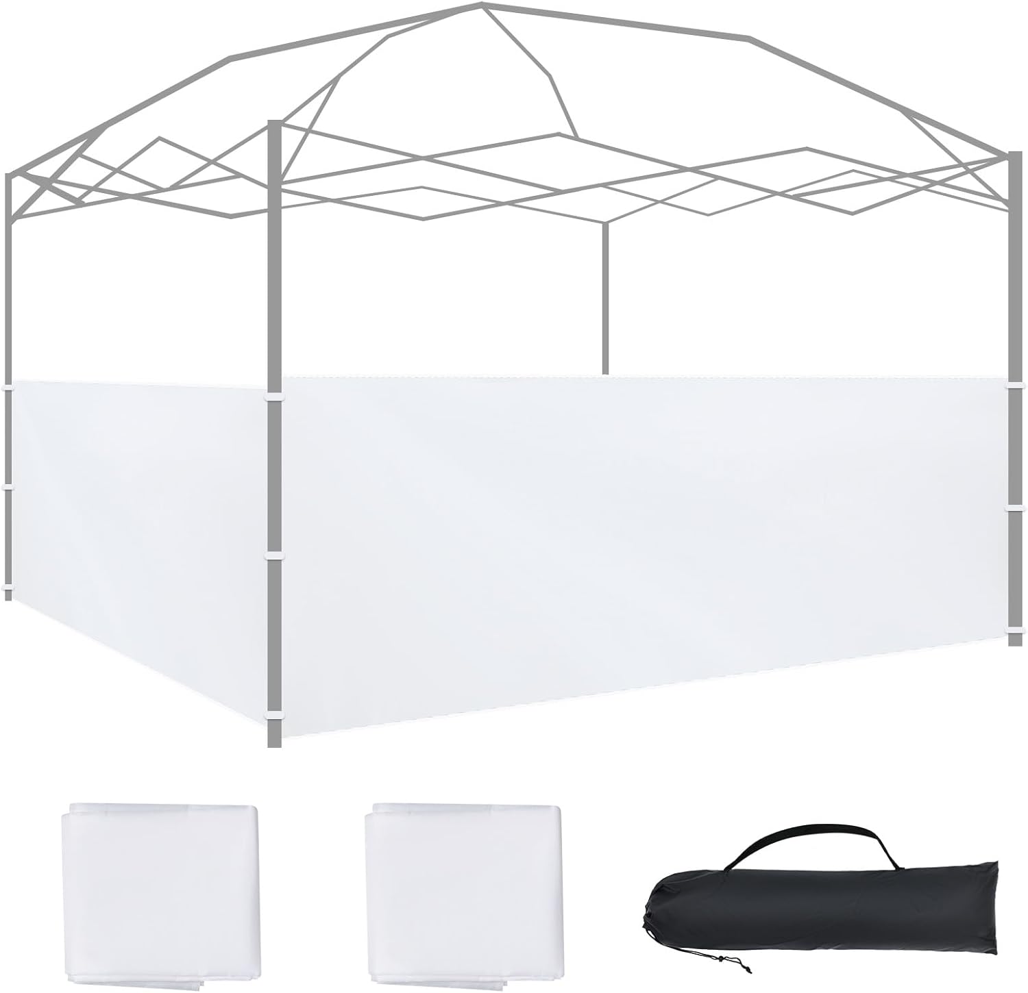 3 Pcs Smoothnovelty Canopy Half Wall Outdoor Gazebo Side Panels for 10'x10', 10'x15', 10'x20' Vertical Leg Pop up Canopy Gazebo Shelter Tent (Black)