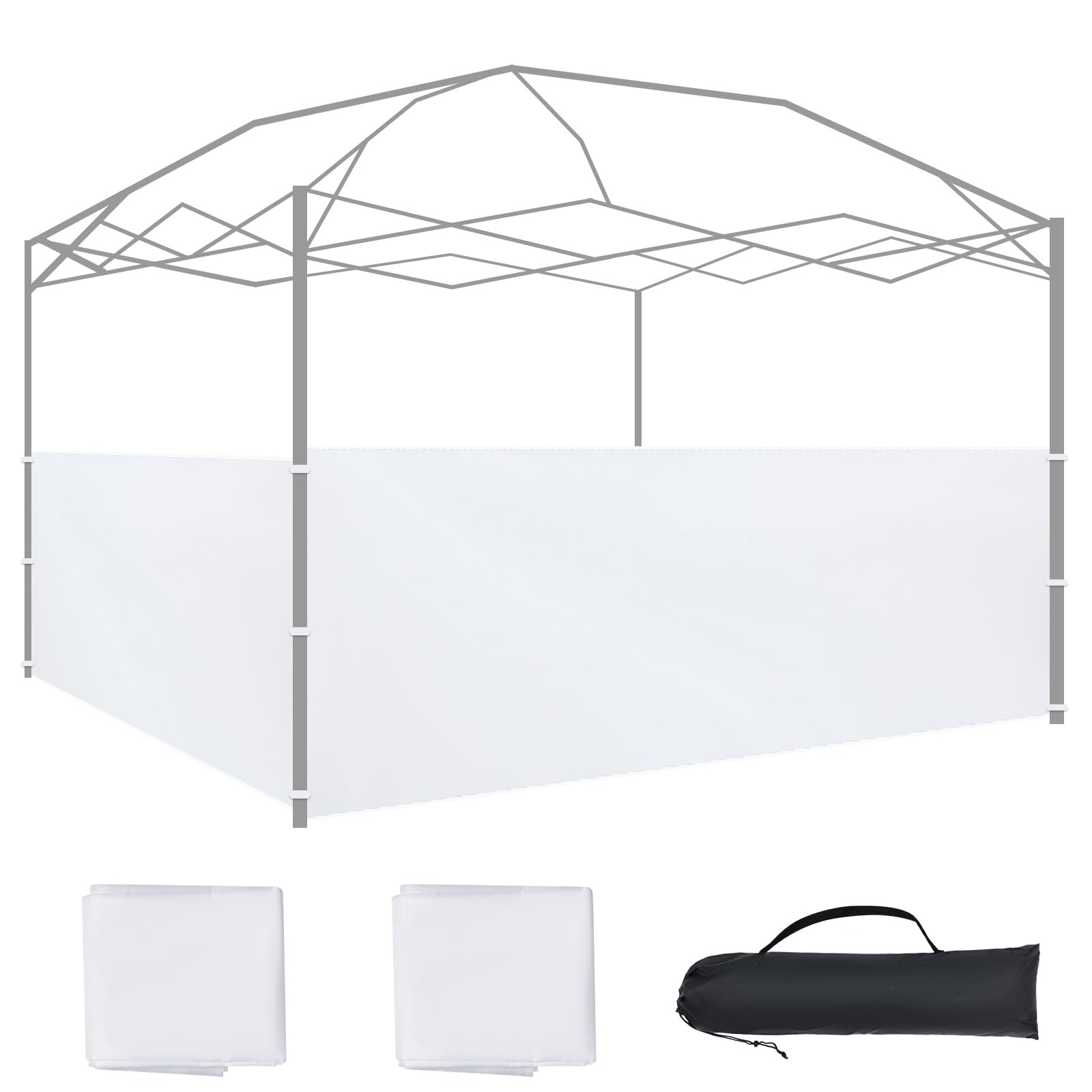 2 Pcs Smoothnovelty Canopy Half Wall Outdoor Gazebo Side Panels for 10'x10', 10'x15', 10'x20' Vertical Leg Pop up Canopy Gazebo Shelter Tent (White)