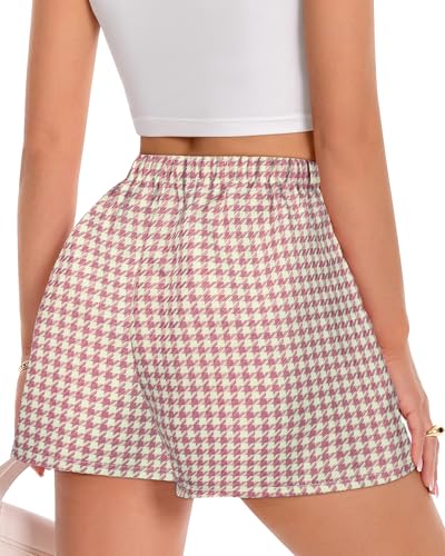 Image of Women Boxer Shorts Summer Gingham Pj Casual Plaid Bottoms with Pocket