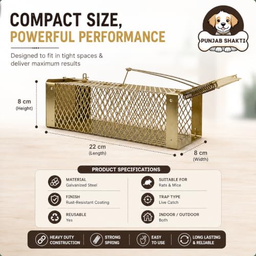 Image of Heavy Duty Rat Catcher Trap - Humane & Reusable Mouse Trap for Home, Office & Warehouse - Easy to Set, Strong & Reliable Rodent Control (Small)
