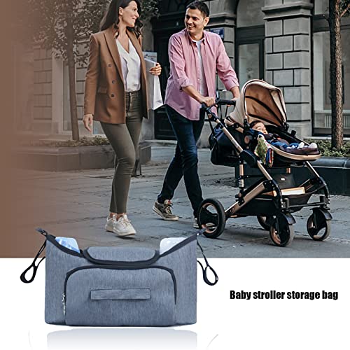 Buggy Organiser Pushchair Water-Repellent Buggy Organiser including 2 Insulated Cup Holders,Shoulder Strap, Insulated Bag Attachment Hookand and Large Storage Space Kinderwagen Organizer (Grau)