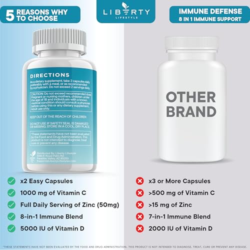 image for Liberty Lifestyle 8 in 1 Immune Defense Support, Immunity Vitamins Sup