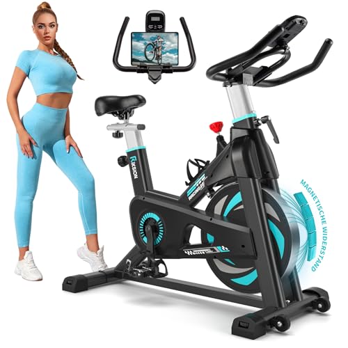 Riksion Heimtrainer Fahrrad mit Magnetwiderstand, Indoor Fitnessbike...