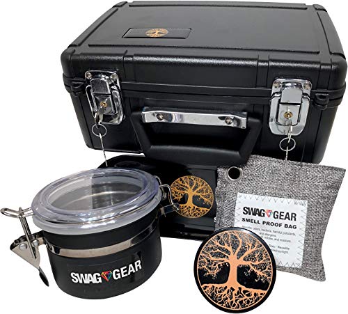 Stash Box Combo with Key Lock - Tree of Life Stash Box Combo Locking Stash Box Smell Proof Stash Box Large Stash Box Combo with Stash Jar (Tree of Life)