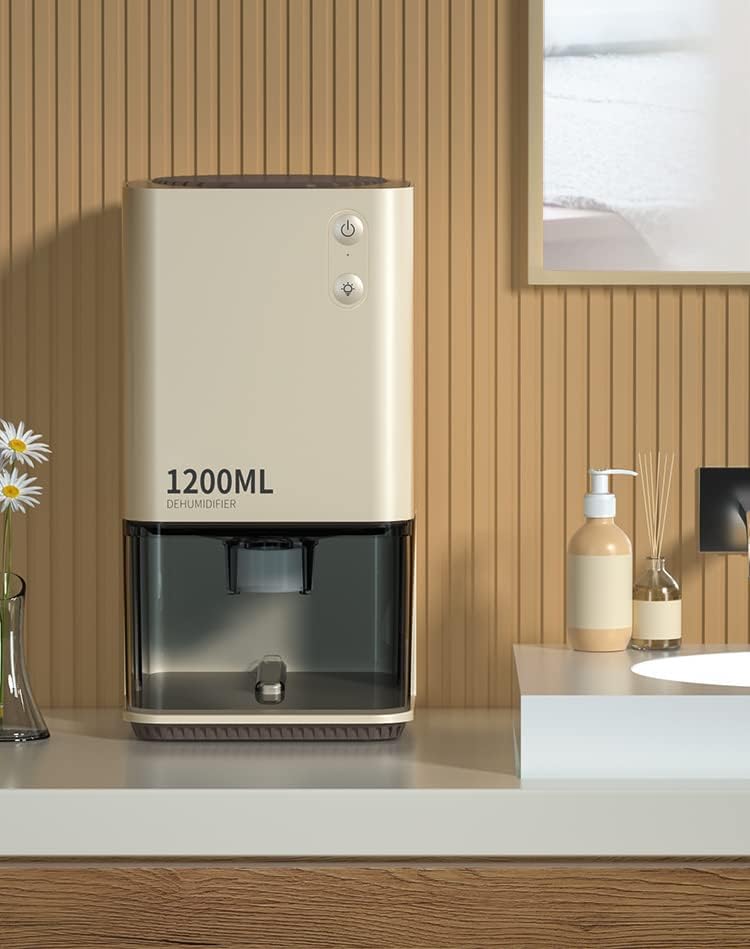 Dehumidifiers, Small Dehumidifier, Ultra Quiet Dehumidifier with Night Lights, Dehumidifier for Basement, Home, Bedroom, Bathroom, 40 OZ(1200ml), 50-320 sq.ft (Morandi Yellow)