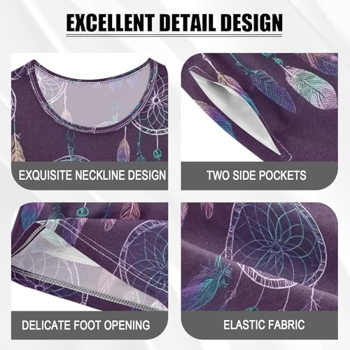 senya Deep Purple Dreamcatcher Summer Pajamas Set Short Cotton Sleepwear 2 Piece4