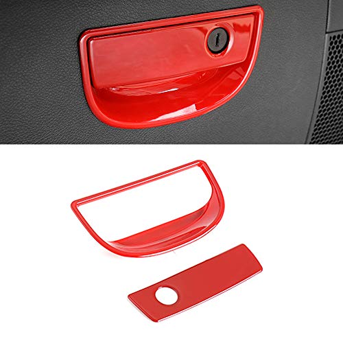 idain ABS Plastic Car Interior Co-Pilot Storage Box Handle Cover Frame Glove Box Handle Trim Cover for Jeep Wrangler 2008-2017 (Red)
