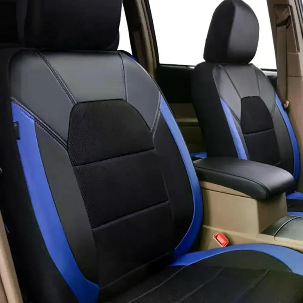 Protections Siège PU Lot De 9 Housses Siège Auto Universelles en PU Coussin Protection Complet pour Voitures 5 Places Et Camions(Black Blue)