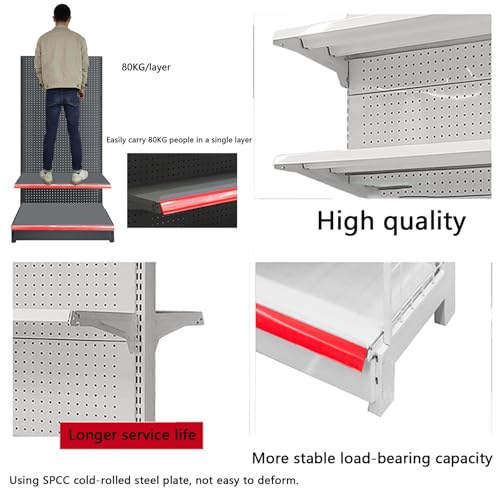 Scaffale a gondola per vendita al dettaglio, espositore versatile per supermercati, negozi di alimentari, negozi di liquori e uffici, robusti ripiani bianchi (90 x 80 x 135 cm) per una visibilità