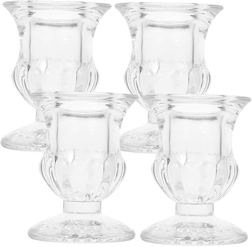 Uonlytech Portavelas de cristal para pilar 4 portavelas cónicas portavelas soporte para velas centro de mesa para decoración de bodas cumpleaños