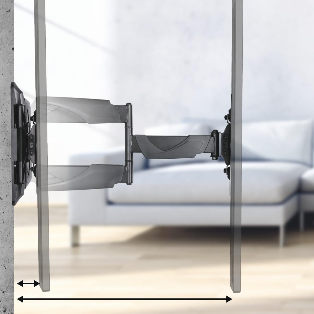 Hama | Soporte de Pared para TV de 19" a 48" (Soporte fullmotion, con 2 Brazos, inclinable +10/-15° y Giratorio 6°, Carga máxima de 35kg, VESA de 75 x 75 hasta 200 x 200, Pantallas de hasta 122cm)