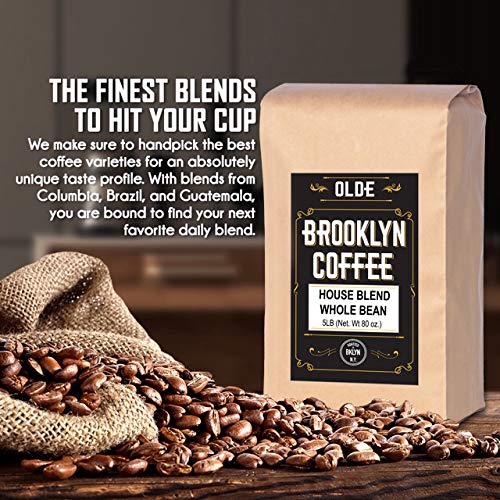 HOUSE BLEND Whole Bean Coffee- 5LB Bag For a Light-Medium Roast Coffee - Breakfast, House Gourmet, Italian Espresso-Roasted in New York