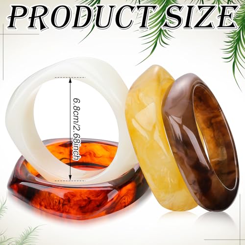 6 Pcs Acrylic Resin Bangle Bracelet for Women Vintage Wide Geometric Colorful Bracelets Punk Wristband Jewelry3