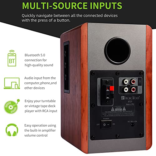 SINGING WOOD (Version 2021 BT25 Enceintes d’étagère Actives Bluetooth 5.0 avec amplificateur intégré – 2 entrées AUX – Télécommande à Fonctions complètes – 50 Watts RMS (Bois de Cerisier) - Les Beatles, Paul McCartney, John Lennon, RIngo Starr, George Harrison SINGING WOOD (Version 2021 BT25 Enceintes d'étagère Actives Bluetooth 5.0 avec amplificateur intégré - 2 entrées AUX - Télécommande à Fonctions complètes - 50 Watts RMS (Bois de Cerisier) – Image 6