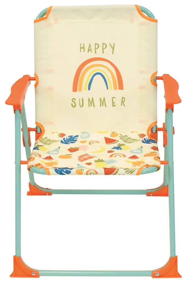 Fun House Fruity's Salon de Jardin - 1 Table H.46 x ø46 cm, 2 chaises H.53xl.38,5xP.37,5 cm et 1 Parasol H.125 x ø100 cm