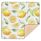 Tapete de juego de actividades para bebés de espuma suave amarillo con patrón de acuarela para interiores y exteriores, tapete ligero de entretenimiento para bebés y bebés, 50 x 50 pulgadas