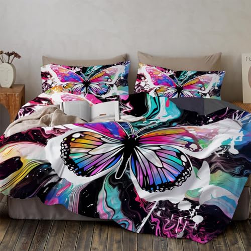 Linge de lit microfibre ultra doux 240x260cm au motif papillon - 5