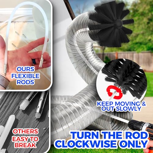 image for Holikme 50 Pieces 32 Feet Dryer Vent Cleaner Kit, Dryer Cleaning Tools