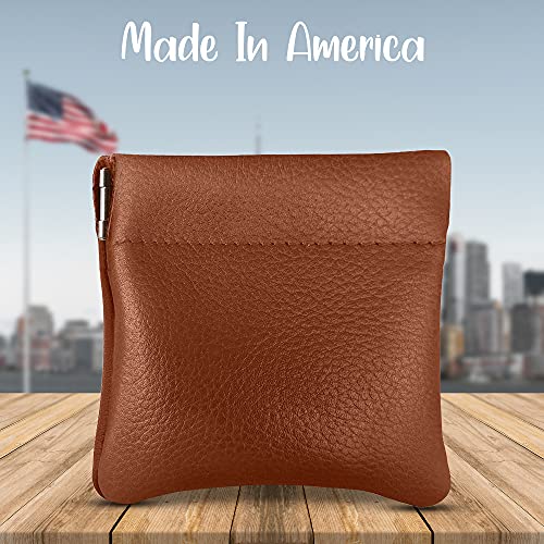 Image of ClassClassic Leather Squeeze Coin Purse change Holder For Men By Nabobb ic Leather Squeeze Coin Pouch change Holder For Men By nabobb, Saddle Tan