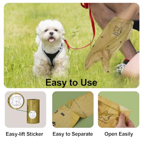 Image of Scented Dog Poop Bags With Dispenser, Strong and Leak-proof Waste Bags for Pets, 870 Count (58 Packs of 15), 13 Inch x 9 Inch (Khaki)