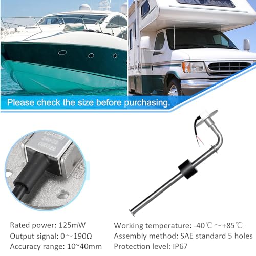 Marine Fuel Sending Unit 90° Elbow Sensor - Stainless Steel Fuel Water Level Sender for Boat, Truck, Car - 60cm Compatible Fuel Tank Gauge