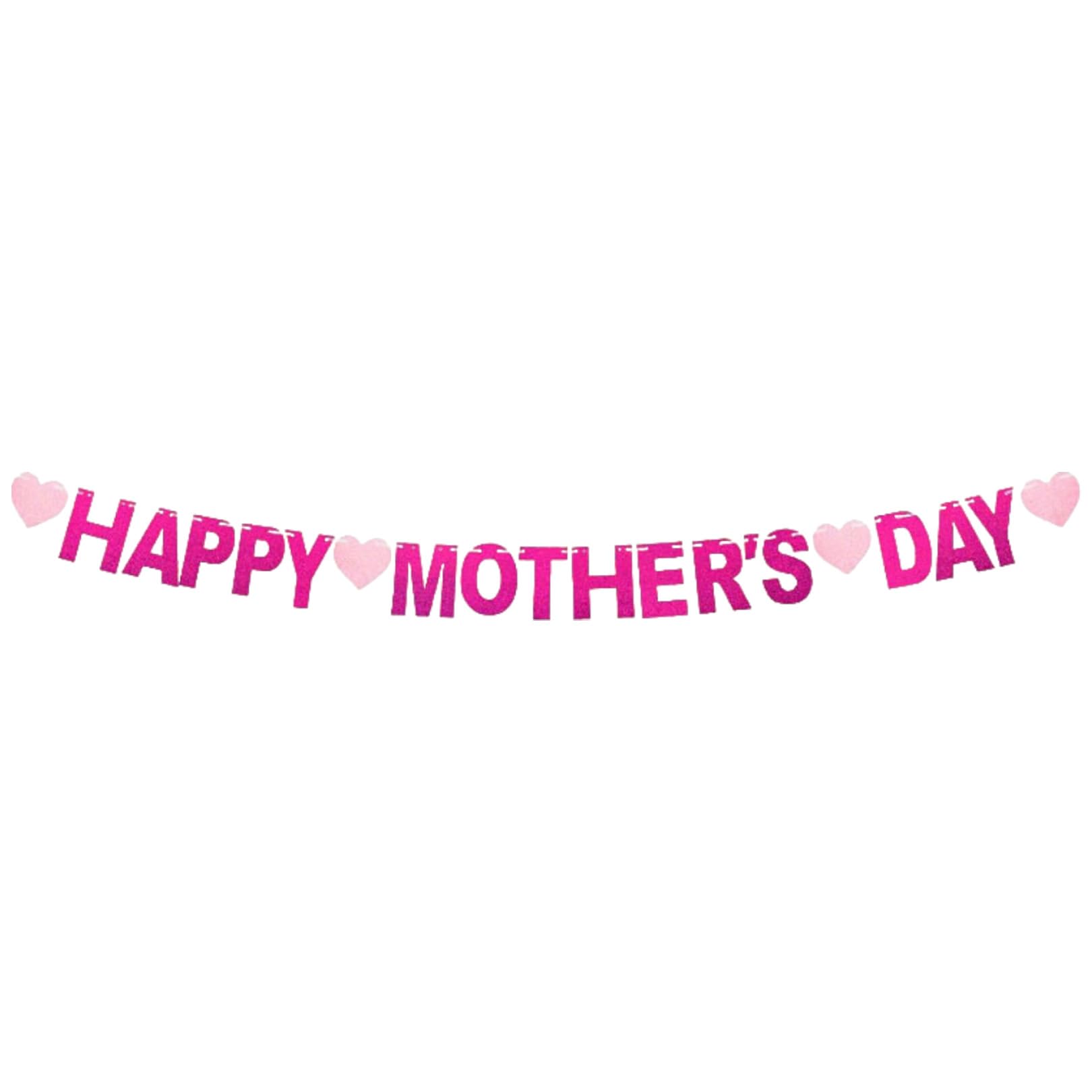 Mothers Day Decorations,Pink Glitter Happy Mothers Day Banner,Elegant Mothers Day Bunting for Indoor Party Decor,Wall Hanging Decoration for Mother