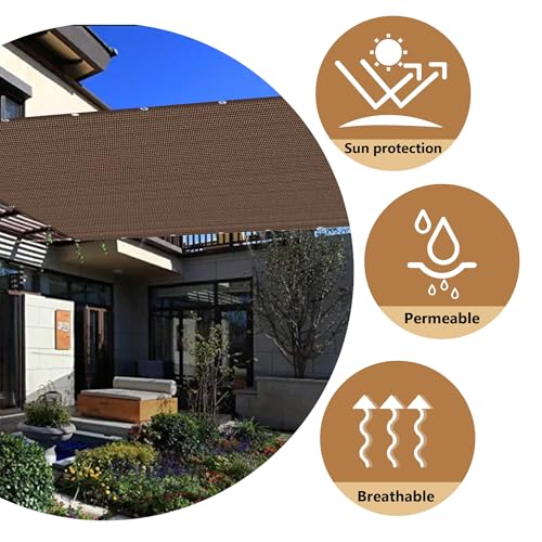 Toldo vela de sombra rectangular exterior transpirable marron 4