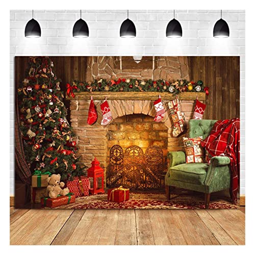Qian QIAN-CHRISTMAS124 -10X8-FBA 10X8Ft Christmas Day Backdrops Photo Backgrounds Xmas Gifts Tree Fireplace Stocking Bear Lantern Chair Photography Backdrop Child Kid Portrait Shooting Studio Props thumb #2