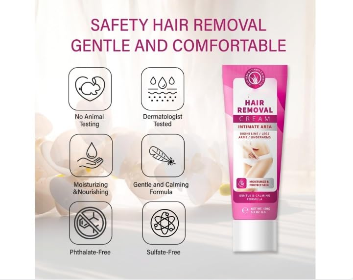 Miniatura 7 de Crema Depilatoria para Mujeres Crema Depilatoria para Áreas Íntimas y Área Púbica con Aloe Vera y Vitamina E - Depilación para Cuerpo Piernas,