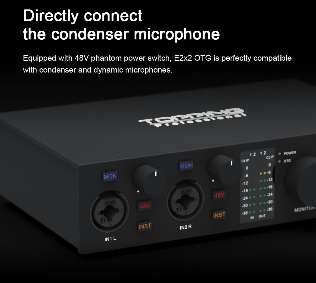 Topping Professional E2x2 OTG, Interfaccia audio USB con connessione diretta per smartphone tramite OTG e estensione di uscita SPDIF (nero)