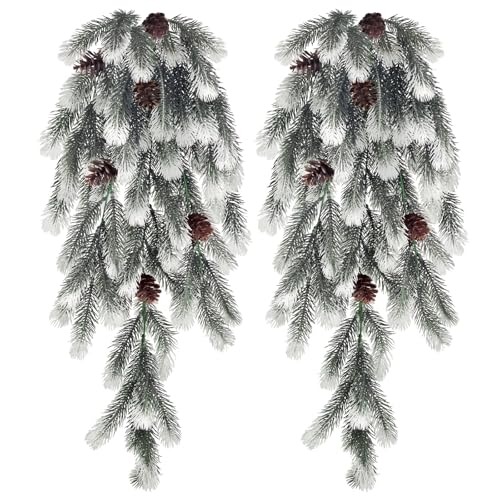 ROLLWAY 2PCS Künstliche Tannenzweige mit Schnee 78cm Lang, Groß...