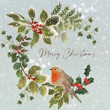 GBCC- Deluxe Boxes of Christmas cards 3 Designs - Robin Design - DELP0024, Multicoloured, 18 x 18 cm