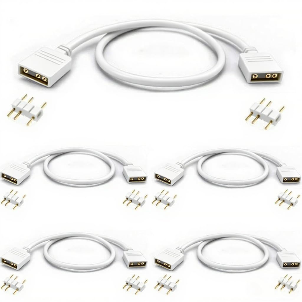 Câble répartiteur ARGB 5V 3 broches 30 cm blanc pour ventilateurs PC RGB et bandes LED