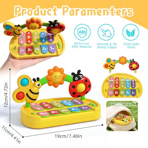 Baby Piano Toy 6-12 Months Light Up Music Keyboard Baby Toys for 3 6 9 12 18 Months with 4 Modes, Infant Educational Early Learning Toys, Small Musical Piano Toy 1 Year Old Boys Girls Gift - Image 4