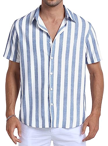 Sailwind Men's Short Sleeve Shirts Summer Striped Casual Shirt Button Down Regular Fit Tops - Image 4