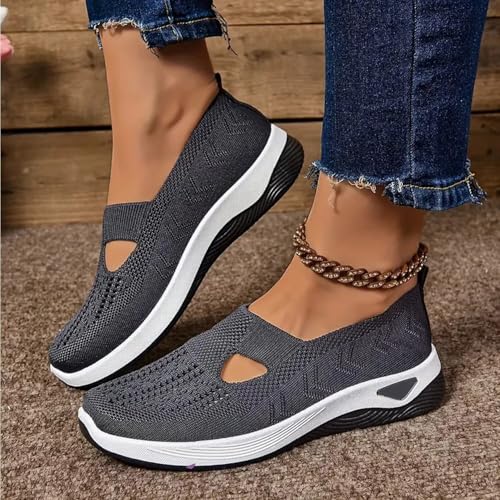 Image of Orthopedic Walking Shoes for Women,2026 New Orthowalkway Womens Shoes,Woven Orthopedic Breathable Walking Sneaker Non-Slip Arch Support Slip on Shoes