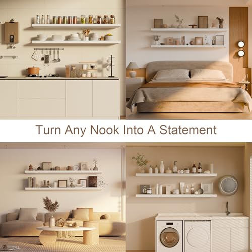 Image of Floating Shelves,Pack 12in Deep Wall Shelf White 2T60IN