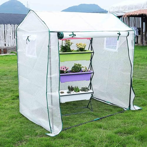 XLJKNLP Walk in Greenhouse, Plant Greenhouse Flower Shed con Copertura in PE/PVC, Finestre e Porte Avvolgibili, Balcone All'aperto, Cortile, Veranda, Capannone Isolato Antipioggia