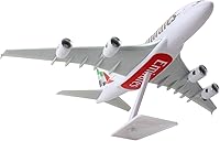 Vista 9 de Skymarks Lite Emirates A380 1/250 Collectible Aircraft Model with Display Stand – Highly Detailed, Injection Molded Plastic, Officially Licensed