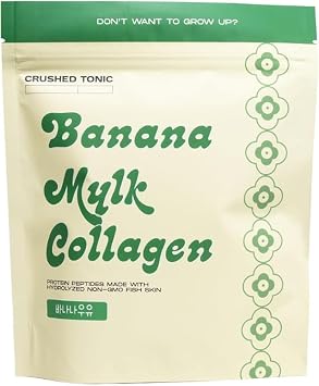Crushed Tonic Korean Beauty Collagen Powder | Hydrolyzed Marine Collagen Peptides for Skin, Hair & Nails | K-Beauty Drink | Gluten-Free, Halal & Kosher Banana Milk, 1 Month, Pouch