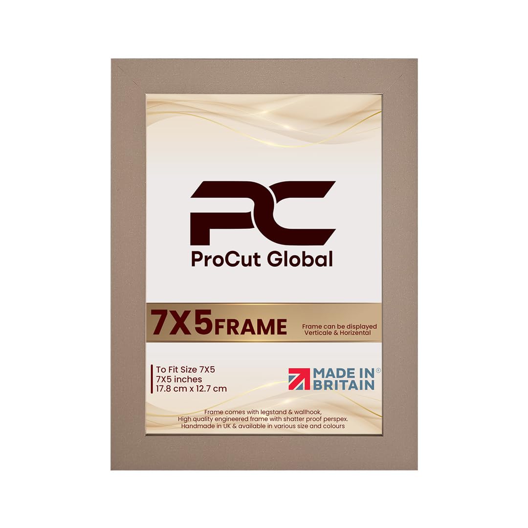 Procut Global 7X5 Rose Gold Picture Frames - Modern Wooden Photo Frame with Shatterproof Perspex for Wall or Tabletop - Perfect for Posters, Certificates, Prints - Sizes & Colors Available