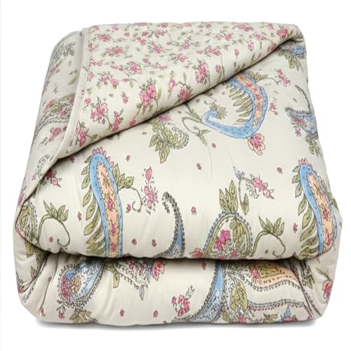 Image of BENAVJI Reversible Single Bed Comforter | Soft Microfiber AC Quilt Blanket | Paisley Floral All Season Bedding