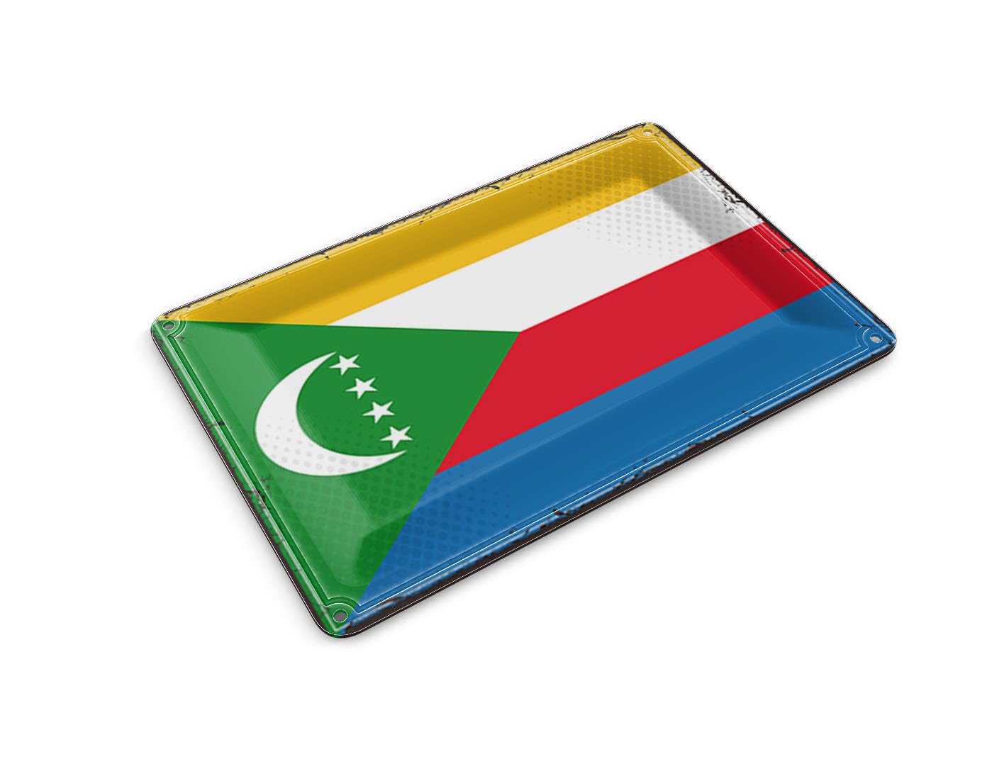 Femer Tin Postcard Comoros Flag 14 x 10 cm Retro Flag Comoros Decorative Sign